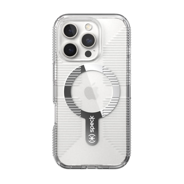 Speck Gemshell Grip MagSafe Case - Apple iPhone 16 Pro - Clear & Chrome