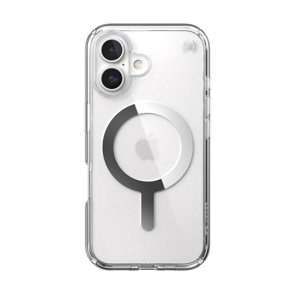 Speck Presidio Perfect Clear MagSafe Case - Apple iPhone 16 - Clear & Chrome