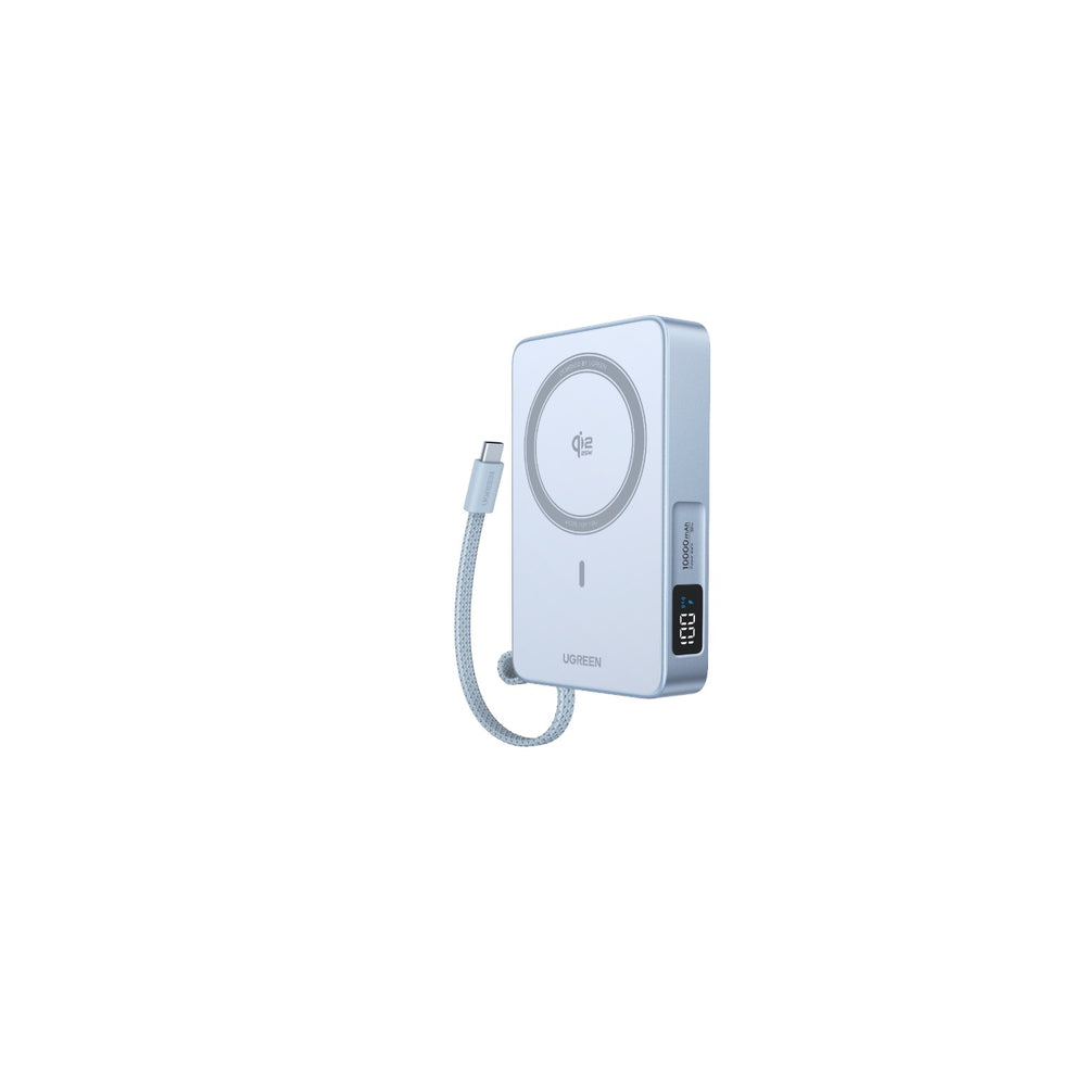 UGREEN Magnetic Wireless Power Bank With Built-in Cable 10000mAh - Blue