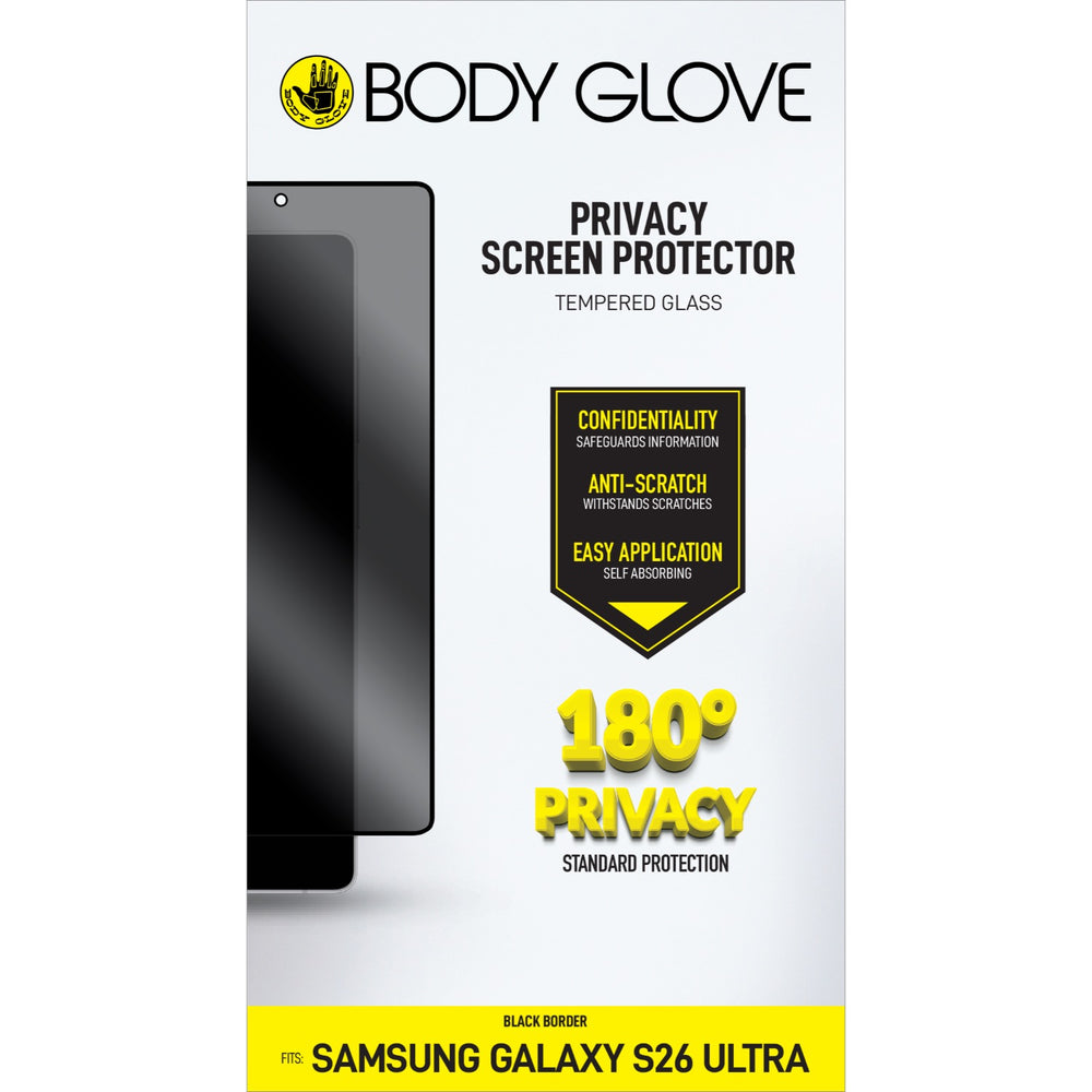 Body Glove Privacy Tempered Glass Screen Protector - Samsung Galaxy S26 Ultra - Black Border