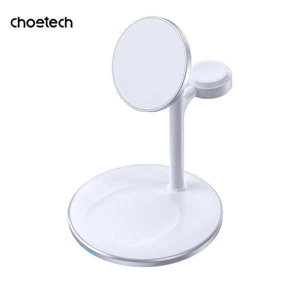 Choetech Fast Wireless 3 In 1 Magnetic Charging Stand T585-F 15W - White