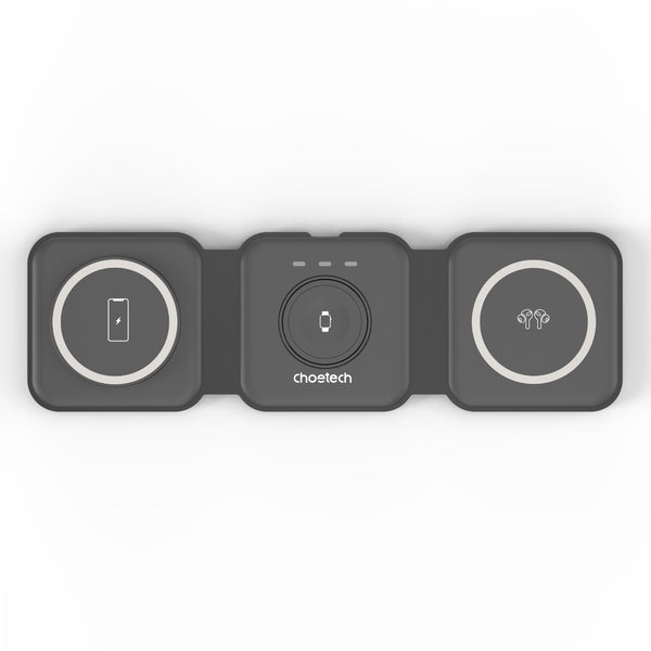 Choetech Foldable 3-in-1 Magnetic Wireless Travel Charger T588-F 15W - Black