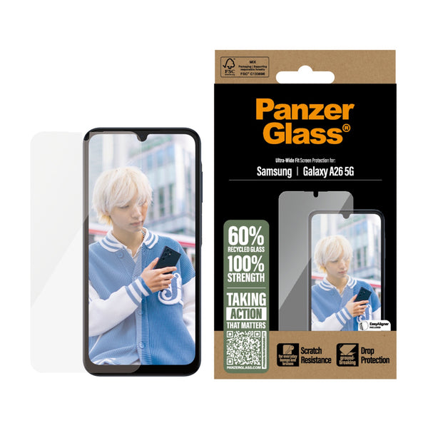 PanzerGlass Screen Protector Ultra Wide Fit With EasyAligner - Samsung Galaxy A26 - Clear