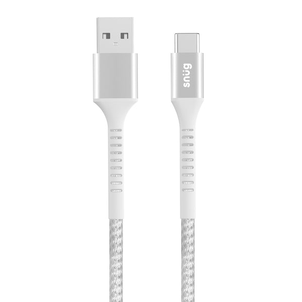 Snug USB To Type-C Nylon Braided Cable 10W - 1.2 Metre - White/Silver