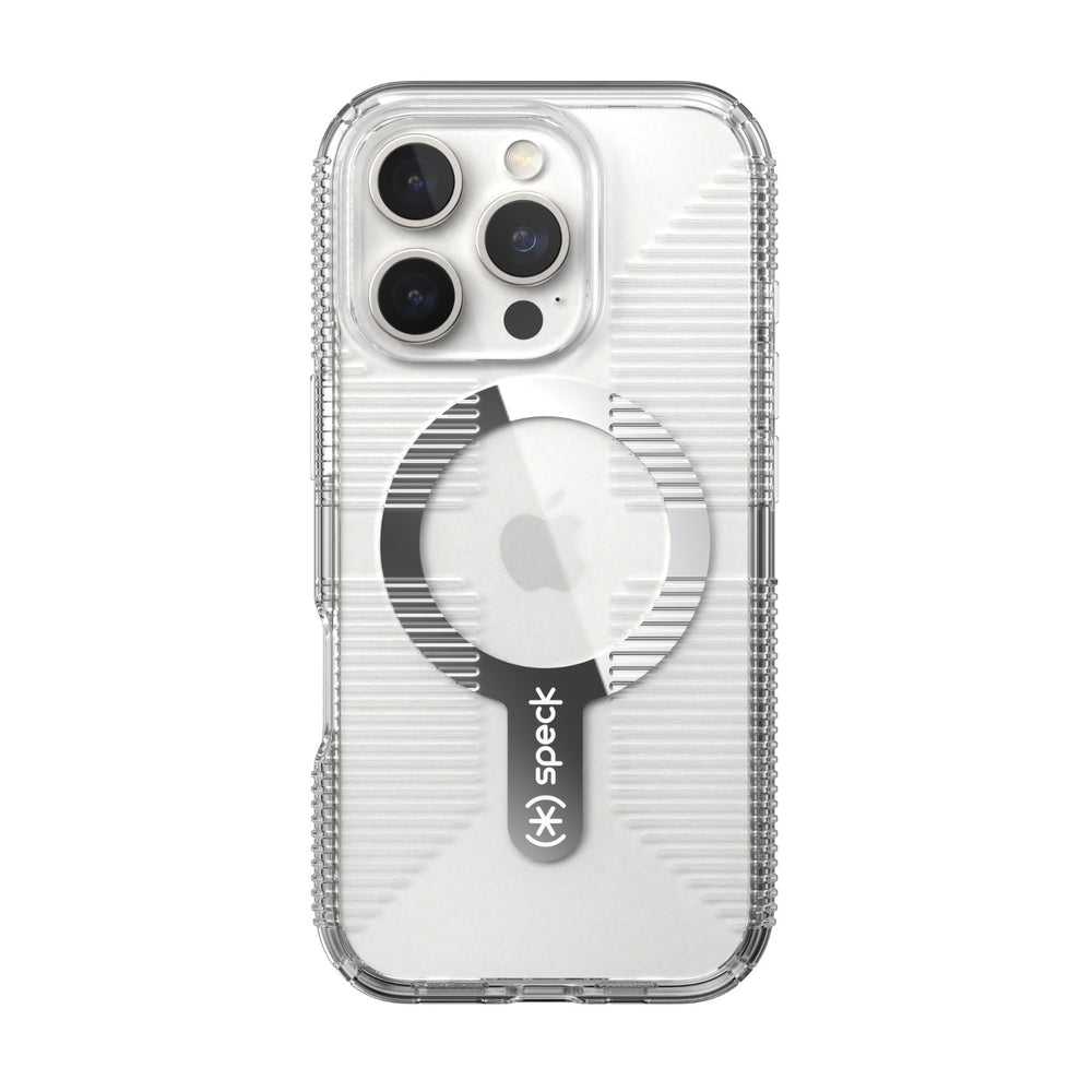 Speck Gemshell Grip MagSafe Case - Apple iPhone 16 Pro - Clear & Chrome