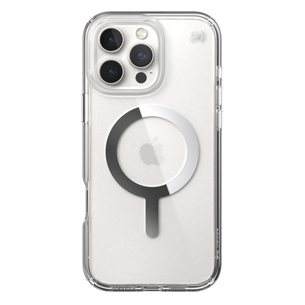 Speck Presidio Perfect Clear MagSafe Case - Apple iPhone 16 Pro Max - Clear & Chrome