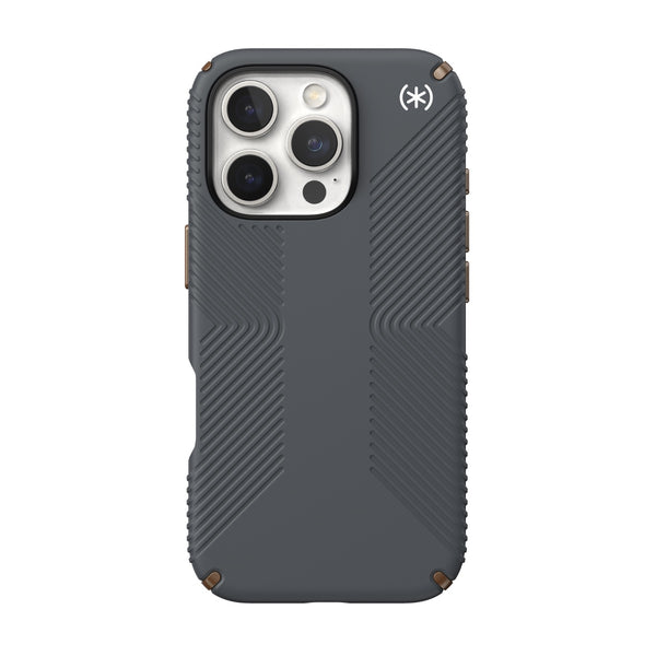 Speck Presidio2 Grip Case - Apple iPhone 16 Pro - Charcoal Grey & Cool Bronze