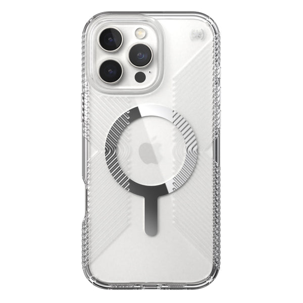 Speck Presidio Perfect Clear Grip MagSafe Case - Apple iPhone 16 Pro Max - Clear & Chrome