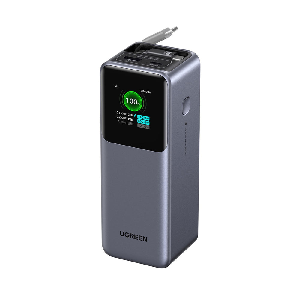 UGREEN Power Bank With Retractable Cable 165W - Grey