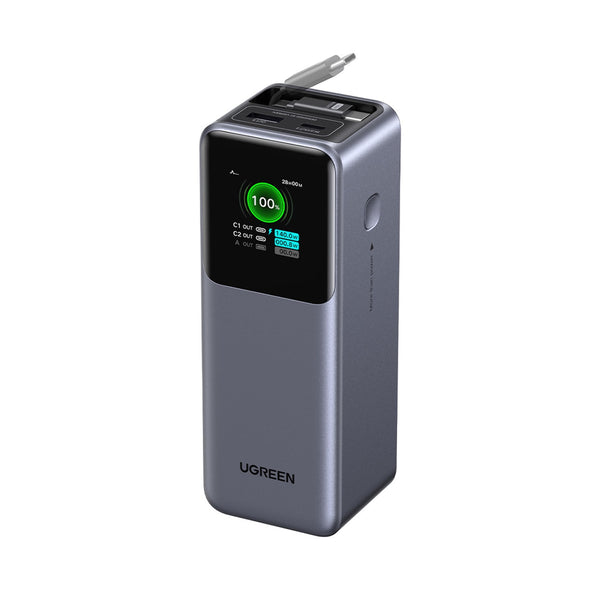 UGREEN Power Bank With Retractable Cable 165W - Grey